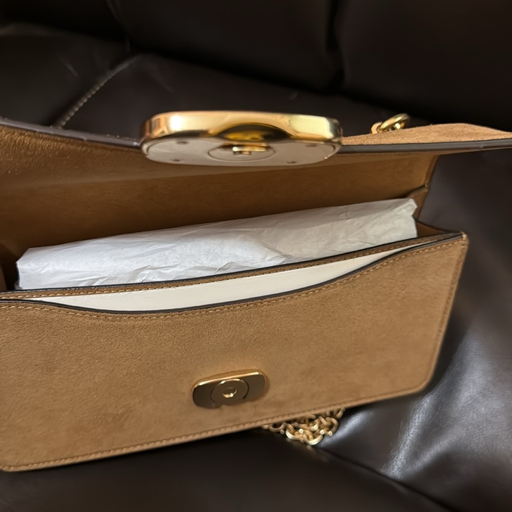 Coach Brown and Gold Crossbody Bag with Suede Finish - Picture 6 of 6